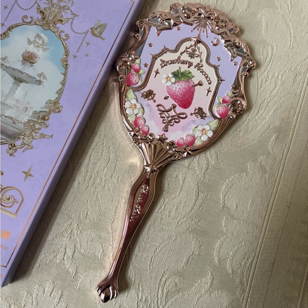 Flower Knows Strawberry Rococo Handheld Makeup beauty Mirror Violet Purple BNIB